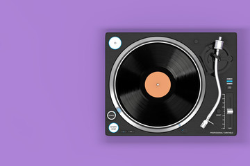 Professional DJ Turntable Vinyl Record Player. 3d Rendering