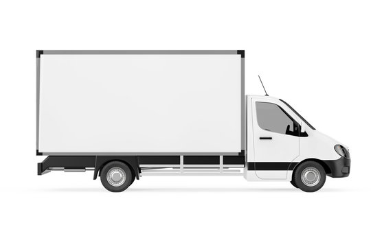 White Commercial Industrial Cargo Delivery Van Truck. 3d Rendering