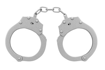 Crime and Law Concept. Metal Handcuffs. 3d Rendering