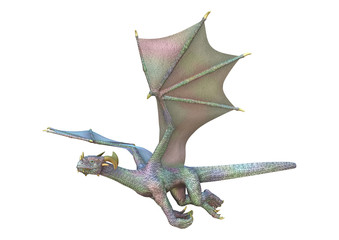 3D Rendering Fantasy Dragon on White