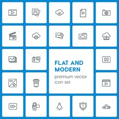 Modern Simple Set of cloud and networking, security, video, photos Vector outline Icons. Contains such Icons as  adult,  forward,  background and more on dark background. Fully Editable. Pixel Perfect