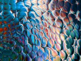 Obraz premium 3D capsules colorful wallpaper. Neon glow fractal art. Abstract digital artwork. Background template for design products decoration. Creative print for canvas, textile or fabric.
