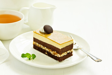 Chocolate Cake with caramel and nuts.