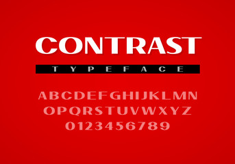Fototapeta premium Contrast sans serif typeface. Uppercase letters and numbers