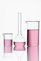 Laboratory Supplies. Glassware With Colorful Chemical Liquid