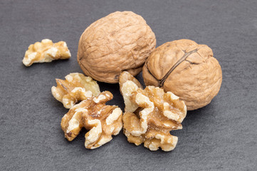 rich and healthy nuts on black background