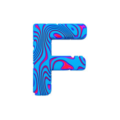 Alphabet letter F uppercase. Sporty font made of blue bold sign. 3D render isolated on white background.