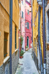 Typical Narrow Italian Streets at Picturesque Town Tellaro Italy