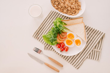 Various ways of cooking chicken eggs. Breakfast with eggs.