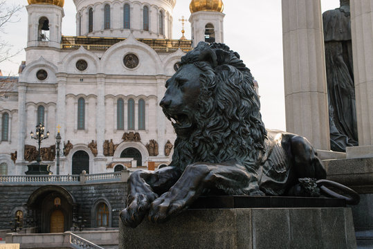 Lion sculpture in Moscow, Russia