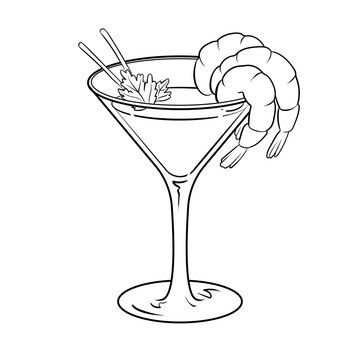 Shrimp cocktail coloring vector illustration