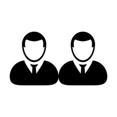 People icon vector male group of persons symbol avatar for business in flat color glyph pictogram illustration