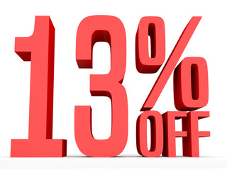 Thirteen percent off. Discount 13 %.