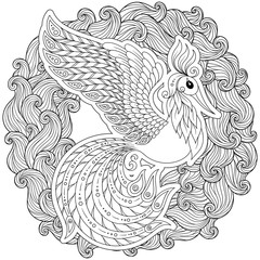   Firebird for anti stress Coloring Page with high details.