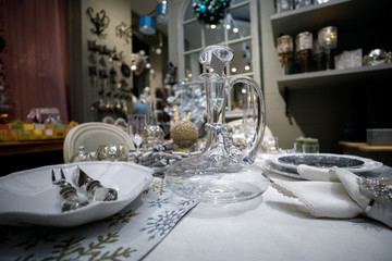 elegant table set in modern style dining room interior