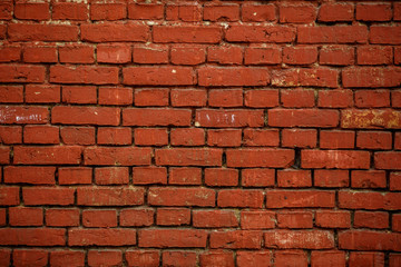 red old vintage brick wall as texture for loft interior