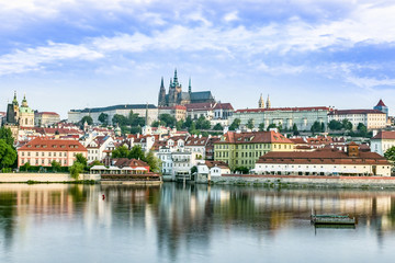 Naklejka na ściany i meble Prague, view of the historic city center, Prague Castle