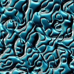 Cyan silver wrinkled crumpled curvy 3d waves seamless design texture