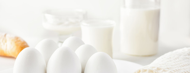 Still life air white protein breakfast