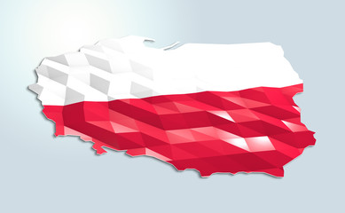 Low poly flag in Map of Poland