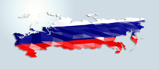 Low poly flag in Map of Russia