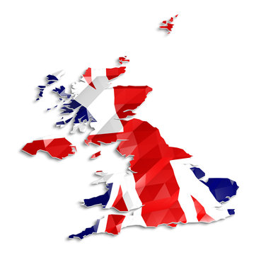 Low poly flag in Map of United Kingdom