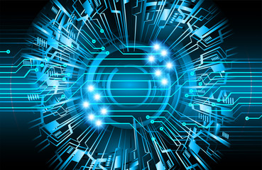 binary circuit board future technology, blue eye cyber security concept background, abstract hi speed digital internet.motion move blur. pixel vector