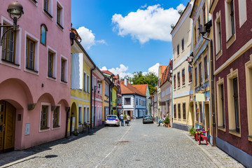 Fototapeta na wymiar Street in Ceske Budejovice (Budweis), Czech Republic