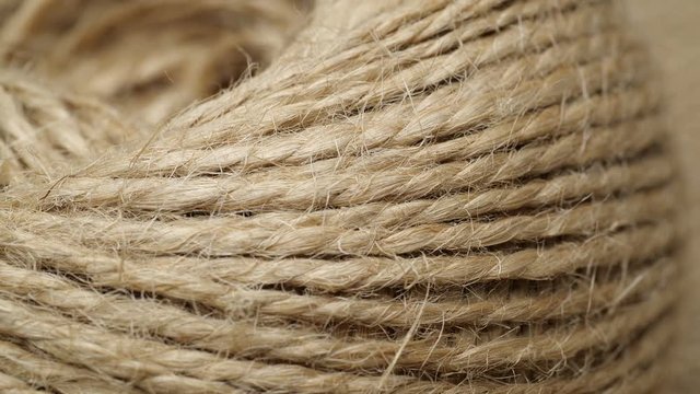 Jute burlap rustic twine string rope cord. Close up.
