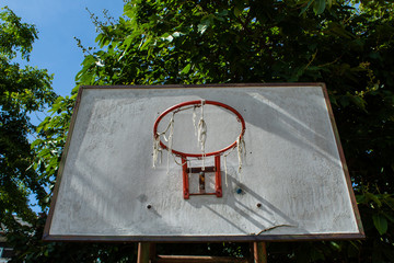 Broken basketball hoop Repair work temporarily