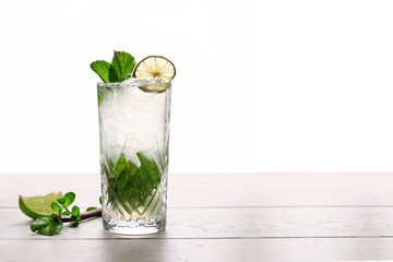 mojito cocktail isolated with mint and lime