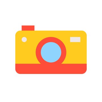 Colorful camera flat icon on white background