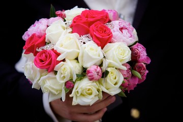 bright wedding bouquet for the ceremony