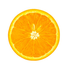 Fototapeta na wymiar Slide circle cut of fresh orange on the white background.