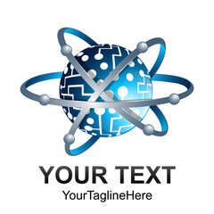 Creative abstract 3d orbit sphere vector logo design template element. Web Network Internet business Logotype concept circle icon.