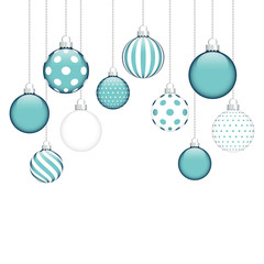 10 Hanging Christmas Balls Pattern Turquoise