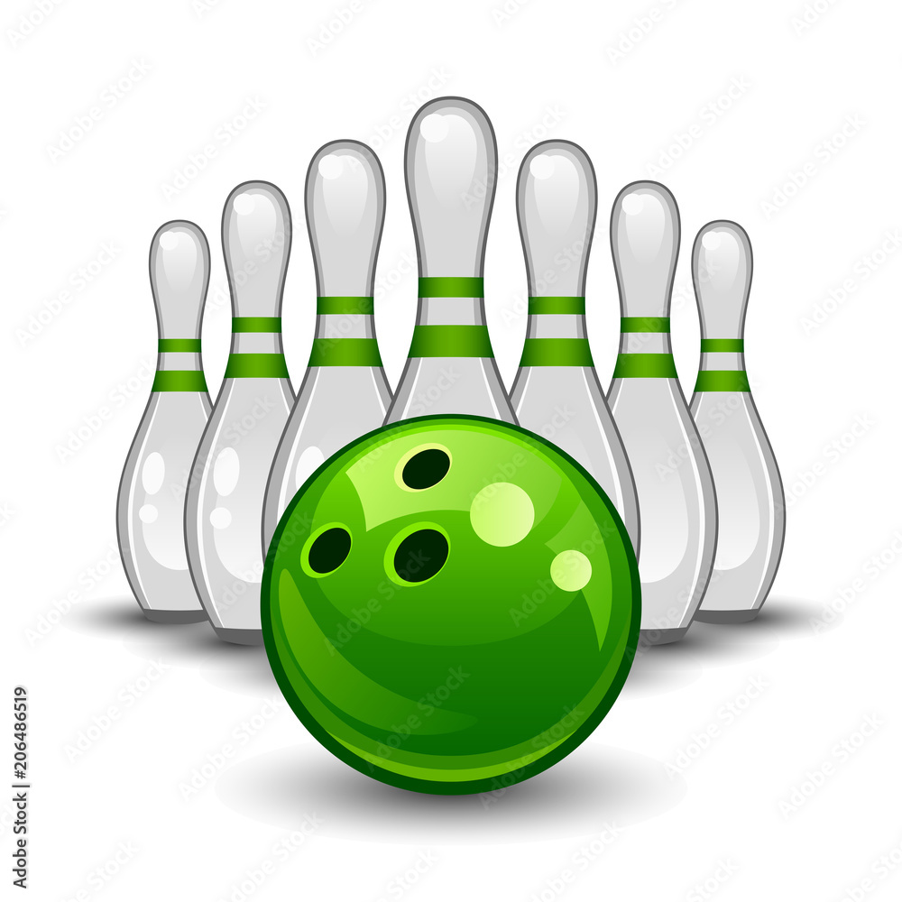 Wall mural bowling on a white background