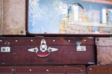 Vintage suitcase background (Old Town of Lijiang, Yunnan, China)