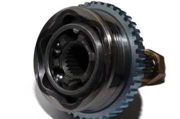 detail for the repair of a machine, a product made of metal, a spare part on a white background,