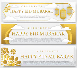 set of eid mubarak banner template