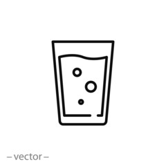 glass of water icon, line sign - vector illustration eps10