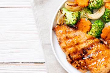 griled chicken breast steak with vegetable