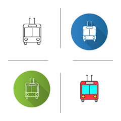 Trolleybus in front view icon