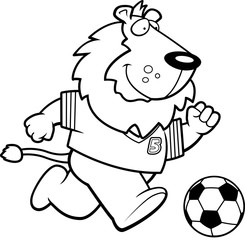 Cartoon Lion Soccer