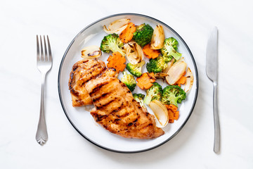 griled chicken breast steak with vegetable