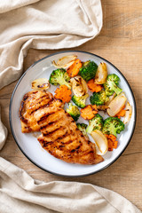 griled chicken breast steak with vegetable