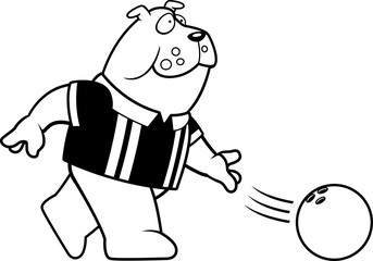 Cartoon Bulldog Bowling