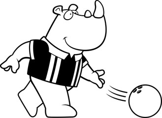 Cartoon Rhino Bowling