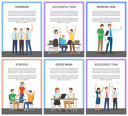 Teamwork and Strategy Set Vector Illustration