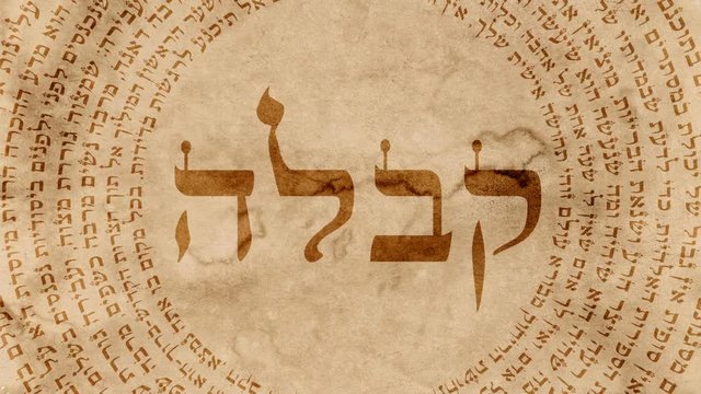 The Word Kabbalah Surrounded By Hebrew Words on Old Paper